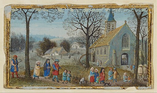 Simon_Bening_-_Villagers_on_Their_Way_to_Church_-_Google_Art_Project Simon Bening festménye: Falusiak