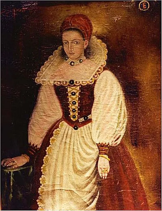 Báthory Erzsébet korabeli portréja díszes ruhában, 17. századi ábrázolás