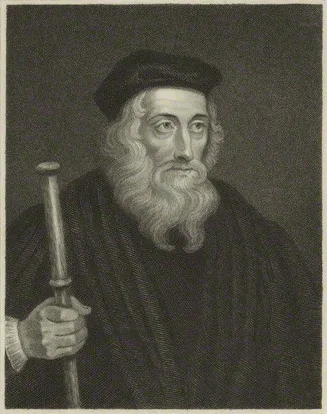 John Wycliffe – az angol reformátor, aki hatott Husz Jánosra John Wycliffe angol vallásreformer portréja, Husz János szellemi elődje a reformációban