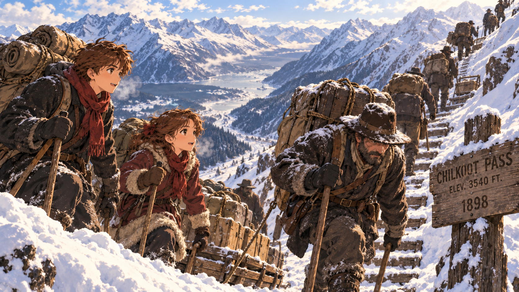 Klondike-i aranyláz – aranyásók kelnek át a havas Chilkoot-hágón